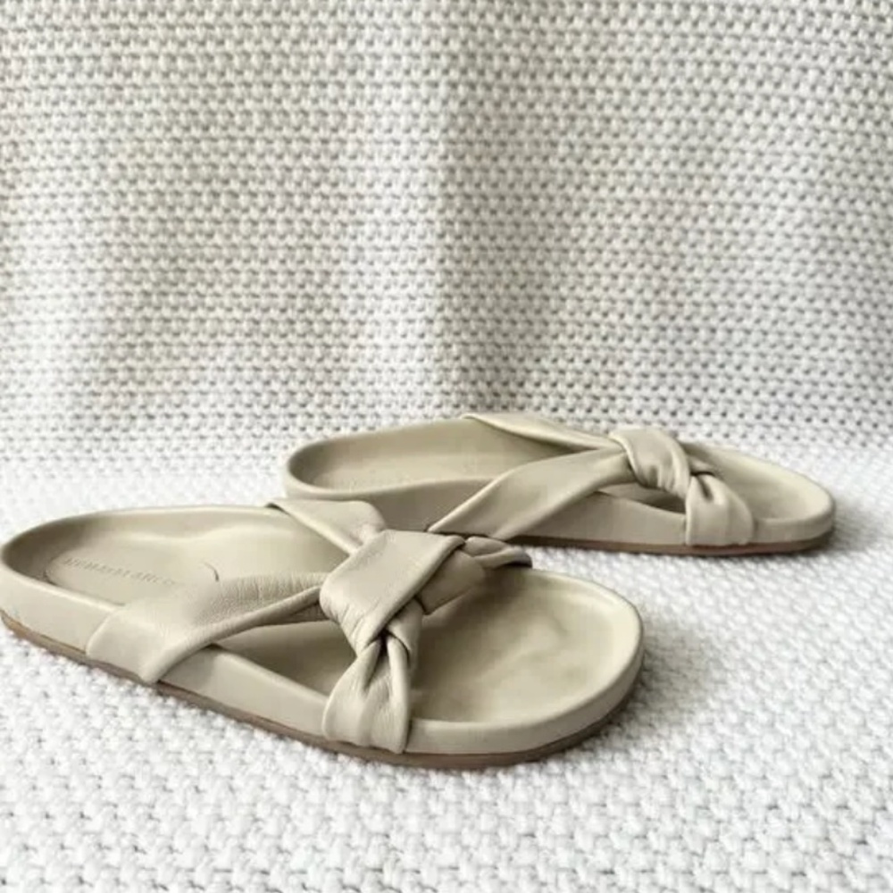 Huma Blanco Bone Ivory Cassie Knotted Leather Slide Casual Sandals 39 Women